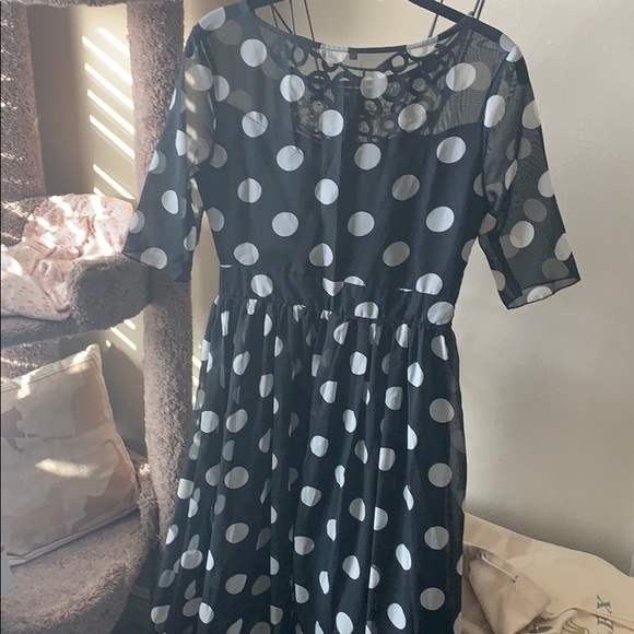 BNWT FashionMia floor length Med polka dot dress - Picture 2 of 4